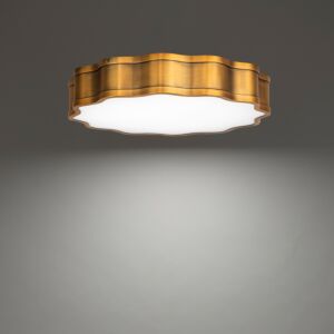 Vaughan 1-Light LED Flush Mount Ceiling Light in Aged Brass