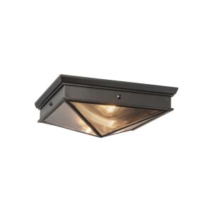 Cairo 2-Light Flush Mount in Urban Bronze with Clear Ribbed Glass