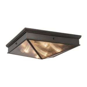 Cairo 4-Light Flush Mount in Urban Bronze with Clear Ribbed Glass