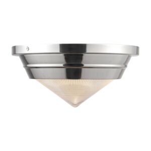 Willard 1-Light Flush Mount in Polished Nickel with Clear Prismatic Glass