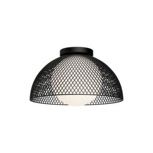 Haven 1-Light Flush Mount in Matte Black with Opal Glass