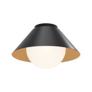 Remy 1-Light Flush Mount in Matte Black with Opal Glass
