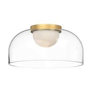 Cedar LED Flush Mount in Brushed Gold with Clear Glass