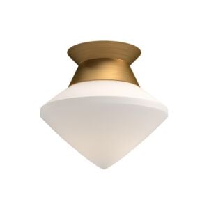 Nora 1-Light Flush Mount in Aged Gold with Opal Glass