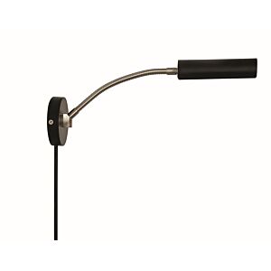 Fusion 1-Light LED Wall Swing Lamp in Black With Satin Nickel Accents