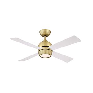 Fanimation Kwad 44 Inch LED Indoor Ceiling Fan in Brushed Satin Brass with Opal Frosted Glass
