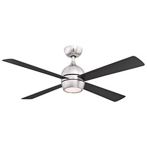 Fanimation Kwad 52 Inch LED Indoor Ceiling Fan in Brushed Nickel with Opal Frosted Glass