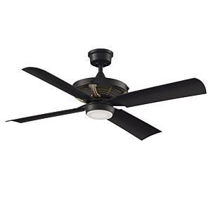 Fanimation Pickett 52 Inch 4 Blade Indoor/Outdoor Ceiling Fan in Black with Brass Accents