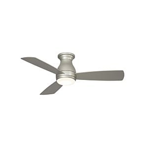Fanimation Hugh 44 Inch LED Indoor/Outdoor Flush Mount Ceiling Fan in Brushed Nickel with Opal Frosted Glass