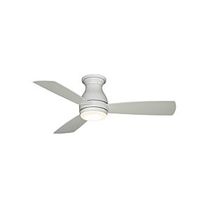 Fanimation Hugh 44 Inch LED Indoor/Outdoor Flush Mount Ceiling Fan in Matte White with Opal Frosted Glass