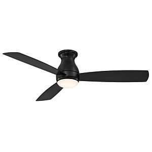 Fanimation Hugh 52 Inch LED Indoor/Outdoor Flush Mount Ceiling Fan in Black with Opal Frosted Glass