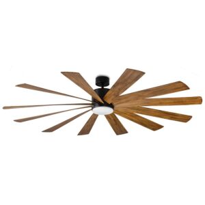 Windflower 1-Light 80" Ceiling Fan in Matte Black with Distressed Koa