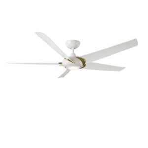 Lucid 62" Ceiling Fan in Soft Brass Arms with Matte White
