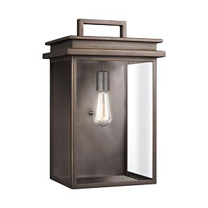 Feiss Glenview 18.5 Inch Outdoor Clear Glass Wall Lantern in Antique Bronze