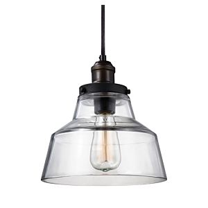 Feiss Baskin 10 Inch Pendant in Painted Aged Brass / Dark Weathered Zinc