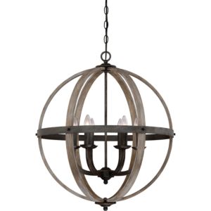 Quoizel Fusion 6 Light 29 Inch Transitional Chandelier in Rustic Black