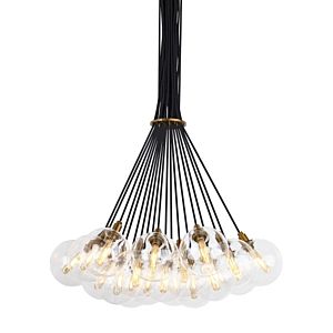 Visual Comfort Modern Gambit 19-Light 2700K LED Transitional Chandelier in Aged Brass and Clear
