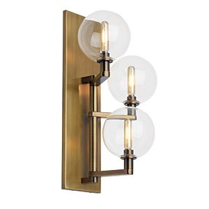Tech Gambit 2700K LED 18 Inch Wall Sconce in Aged Brass and Clear
