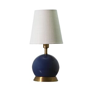 Geo 1-Light Table Lamp in Navy Blue With Weathered Brass Accents