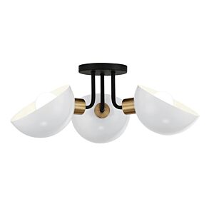 Gigi 3-Light Ceiling Mount in Black with Aged Brass