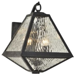 Crystorama Glacier 2 Light 17 Inch Outdoor Wall Light in Black Charcoal