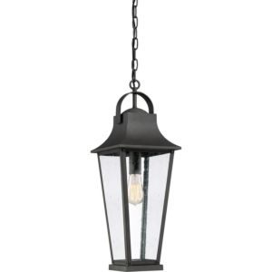 Galveston 1-Light Outdoor Hanging Lantern in Mottled Black