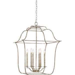 Quoizel Gallery 6 Light 30 Inch Transitional Chandelier in Century Silver Leaf