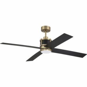 Craftmade Gregory 1-Light Ceiling Fan with Blades Included in Satin Brass with Flat Black