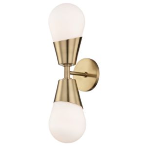 Mitzi Cora 2 Light 19 Inch Wall Sconce in Aged Brass