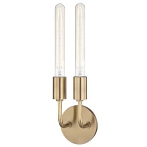 Mitzi Ava 2 Light 17 Inch Wall Sconce in Aged Brass