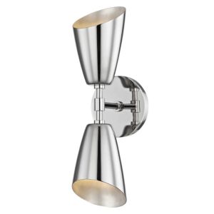 Mitzi Kai 2 Light 15 Inch Wall Sconce in Polished Nickel