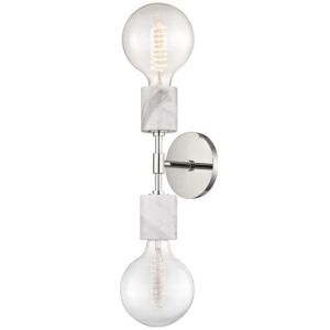 Mitzi Asime 2 Light 21 Inch Wall Sconce in Polished Nickel