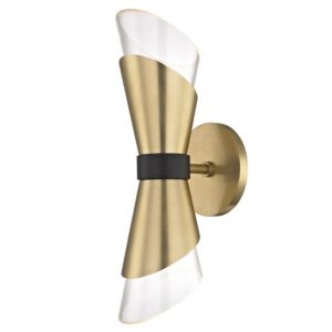 Mitzi Angie 2 Light 15 Inch Wall Sconce in Aged Brass and Black