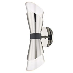 Mitzi Angie 2 Light 15 Inch Wall Sconce in Polished Nickel and Black