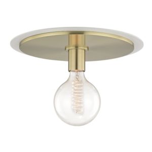 Mitzi Milo Ceiling Light in Aged Brass and White