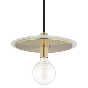 Mitzi Milo 10 Inch Pendant Light in Aged Brass and White