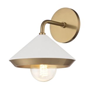 Mitzi Marnie 11 Inch Wall Sconce in Aged Brass and White