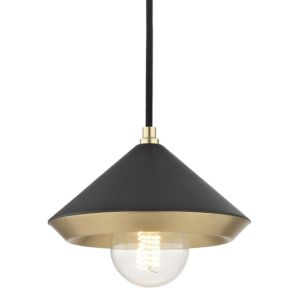 Mitzi Marnie 7 Inch Mini Pendant in Aged Brass and Black