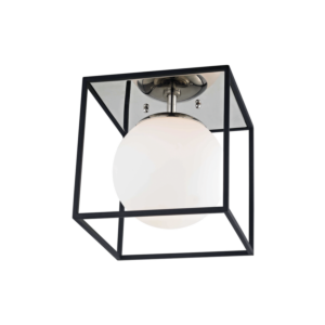 Mitzi Aira 1-Light Small Flush Mount in Polished Nickel With Black