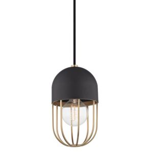Mitzi Haley 10 Inch Pendant Light in Aged Brass and Black