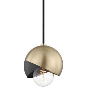 Mitzi Emma 7 Inch Pendant Light in Aged Brass and Black