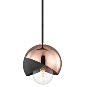 Mitzi Emma 7 Inch Pendant Light in Polished Copper and Black
