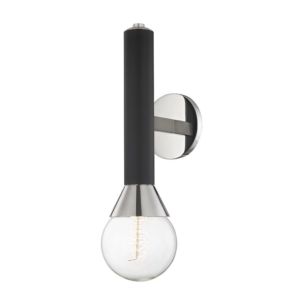 Mitzi Via 17 Inch Wall Sconce in Polished Nickel and Black