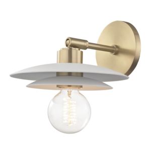 Mitzi Milla 9 Inch Wall Sconce in Aged Brass and White