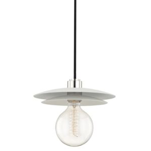 Mitzi Milla 9 Inch Pendant Light in Polished Nickel and White