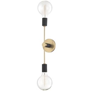 Mitzi Astrid 2 Light Wall Sconce in Aged Brass and Black