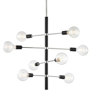 Mitzi Astrid 8 Light Chandelier in Polished Nickel and Black
