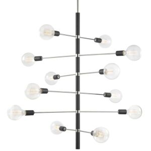 Mitzi Astrid 12 Light Chandelier in Polished Nickel and Black