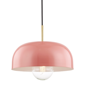 Avery Pendant in Aged Brass and Pink