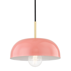 Avery Pendant in Aged Brass and Pink